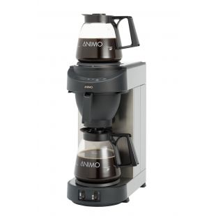 Animo | Koffiezetapparaat incl. 2 glazen kannen 1.8 ltr. en 2 zelfregulerende warmhoudplaatjes | M200 Zwart | met vaste wateraansluiting