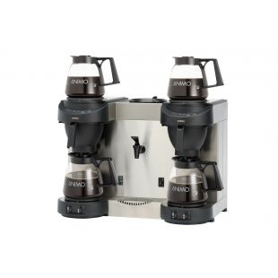 Animo | Koffiezetapparaat met geïntegreerde waterkoker incl. 4 glazen kannen 1.8 ltr. en 4 zelfregulerende warmhoudplaatjes | M202W | met vaste wateraansluiting