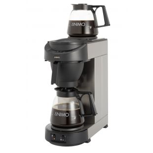 Animo | Koffiezetapparaat incl. 2 glazen kannen 1.8 ltr. en 2 zelfregulerende warmhoudplaatjes | M100 Zwart | zonder wateraansluiting